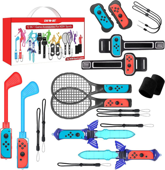 Ensemble d'accessoires de sport Switch 12 en 1 - Kits accessoires pour Nintendo Switch 2024 Family Party Pack Switch et jeux de sport OLED