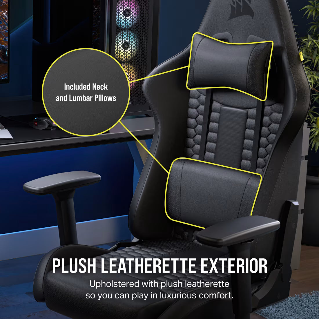Chaise gaming TC100 RELAXED - Leatherette Noir/Noir
